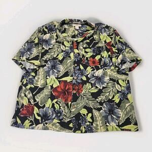 Vtg Paradise Collection Hawaiian Shirt Men 2XL 100% Silk Colorful Floral Travel